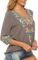 LauraKlein Women’s Boho Embroidered Peasant Tops 3/4 Sleeve V Neck Mexican Bohemian Shirts Tunics Blouses