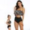 2Pcs Baby Girl Swimsuit High Waisted Bathing Suit Halter Neck Swimwear Women Bikini Sets for Family