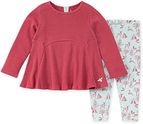 Burt’s Bees Baby Baby Girls’ Top and Pant Set, Tunic and Leggings Bundle, 100% Organic Cotton