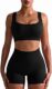 OQQ Workout Outfits for Women 2 Piece Seamless Ribbed High Waist Leggings with Sports Bra Exercise Set