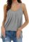 Geifa Summer Tank Tops for Women Pleated Spaghetti Strap Camisole Loose Fit Casual Sleeveless