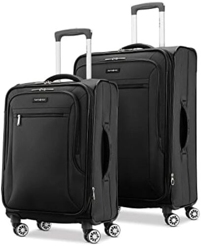 Samsonite Ascella X Softside Expandable Luggage with Spinners | Black | 2PC SET (Carry-on/Medium)