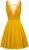 GRACE KARIN Women Sleeveless Lace Patchwork Deep V-Neck A Line Flared Party Dress