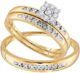Jewels By Lux 10K Yellow Gold 1/10Ctw Diamond Fashion His and Hers Engagement Wedding Bridal Band and Ring Trio Set