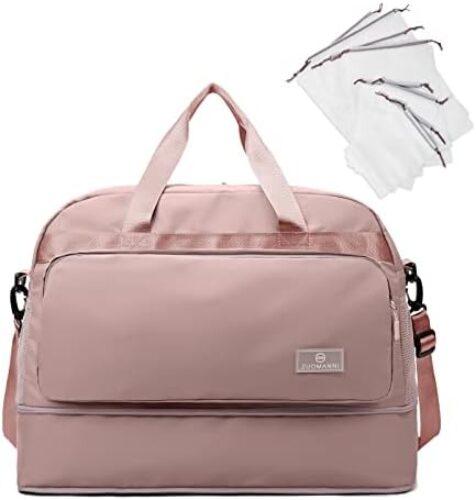 Travel Bag for Women, Carry on Bag Expandable Weekend Bag, Overnight Duffel with Luggage Sleeve Maternity Bag for Hospital (Plus Pink)