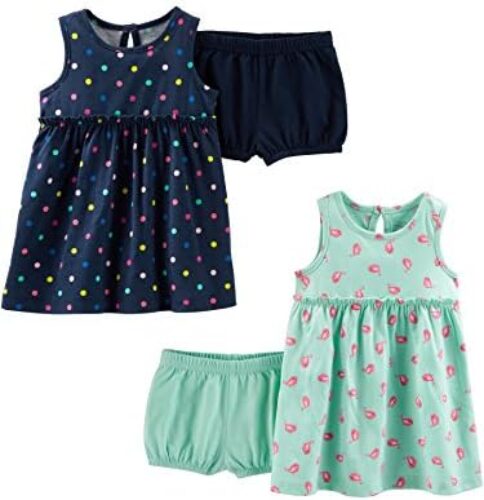 Simple Joys by Carter’s Toddlers and Baby Girls’ Short-Sleeve and Sleeveless Dress Sets, Pack of 2