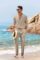 COOFANDY Men’s 2 Piece Linen Set Long Sleeve Henley Shirts Casual Beach Pants With Pockets Summer Yoga Outfits