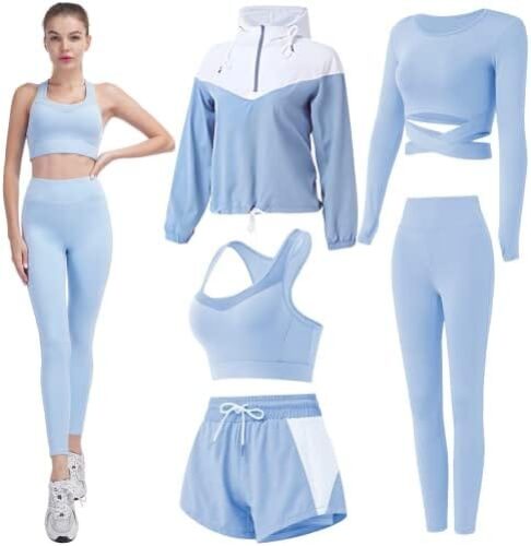 Inmarces Workout Sets for Women 5 PCS Yoga Outfits Activewear Tracksuit Sets