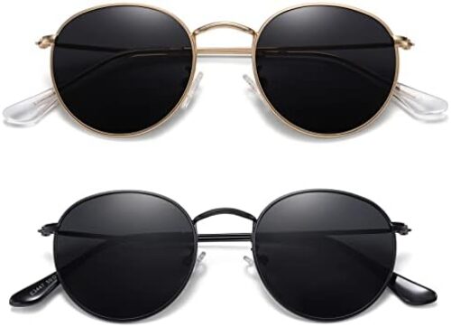 MEETSUN Round Polarized Sunglasses for Women Men Classic Retro Metal Frame Sun Glasses UV Protection