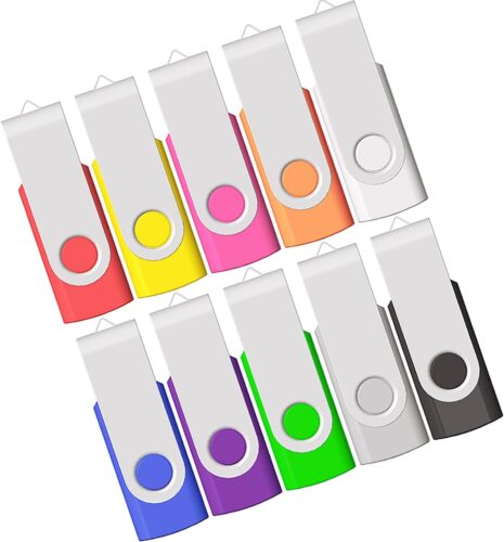 4GB USB Flash Drive, Flash Stick 4 GB 10 Pack Memory Stick JBOS Swivel Thumb Drives Gig Stick USB2.0 Pen Drive for Fold Digital Date Storage, Zip Drive, Jump Drive, Disk Key, USB Stick, Mixed Colors