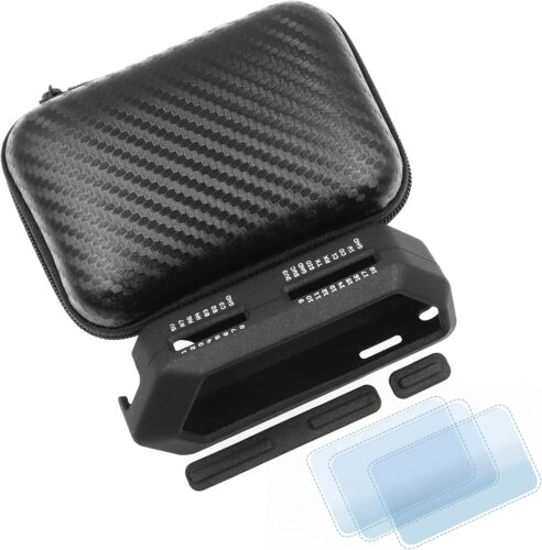 5 in 1 Protective Accessories Soft Silicone Case & EVA Carrying Case & 3 Pack of Screen Protector & SD Card Dust Plug & GPIO Dust Plug for Flipper Zero – Black Set