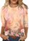 3/4 Sleeve Tops for Women Casual Floral Print Spring Tops Crewneck Basic Tees Tunic Tops to Wear with Leggings