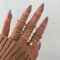 YEEZII 68 Pcs Gold Knuckle Rings Set for Women Girls, Stackable Rings Boho Joint Finger Midi Rings Silver Hollow Carved Crystal Stacking Rings Pack for Gift