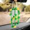 Boho Rear View Mirror Hanging Accessories Orange Flower Knitted Plant Charm Car Rearview Mirror Hanging Accessories Truck Car Decor Gadgets for Women Teens Girls Funny Things Christmas Gifts