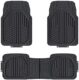 Amazon Basics 3-Piece All-Weather Protection Heavy Duty Rubber Floor Mats for Cars, SUVs, and Trucks，Black, Trim to Fit