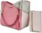 Michael Kors Jet Set Travel Large Chain Shoulder Tote Tea Rose Pink MK Signature Bundled Jet Set Travel Large Trifold Wallet Powder Blush Pink Saffiano
