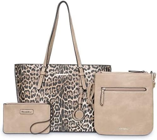 Montana West Fashion 3 pcs Handbag Set Leopard Print Tote Bag Conceal Carry Purse for Women