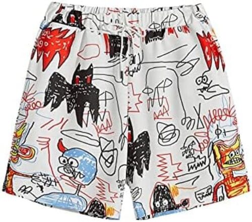 SOLY HUX Men’s Cartoon Print Elastic High Waisted Casual Summer Shorts