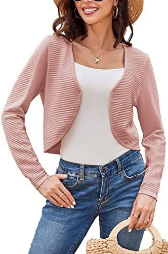 GRACE KARIN 2023 Women’s Cropped Cardigan Lightweight Bolero Shrug Open Front Knitted Sweater