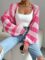 GORGLITTER Women’s Color Block Striped Open Front Crop Cardigan Top Long Sleeve Shrug Sweater Outerwear