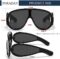 PORADAY Fashion Wave Mask Sunglasses for Women Men Trendy Oversized Sun Glasses Luxury Designer Y2K Punk Shades
