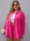 MakeMeChic Women’s Plus Size Casual 2 Piece Outfits Long Sleeve Button Down Blouse and Shorts Set