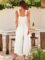 ANRABESS Women’s Summer Wide leg Jumpsuits V Neck Smocked Cutout High Waist Thick adjustable straps Rompers