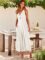 ANRABESS Women’s Summer Wide leg Jumpsuits V Neck Smocked Cutout High Waist Thick adjustable straps Rompers