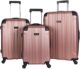 Kenneth Cole Out of Bounds Lightweight Durable Hardshell 4-Wheel Spinner Cabin Size Travel Suitcase, Rose Gold, 3-Piece Set (20″, 24″, & 28″)