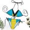 Haiti Flag Bikini Swimsuit Two Piece Summer Swimwear Halter Padded Top Tie Bottom Triangle Bikini Bathing Suit