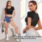 TrainingGirl Women’s Slim Fit Workout Tops Mesh Back Yoga Crop Tops Short Sleeve Athletic Gym Fitness Shirt with Built in Bra
