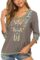 LauraKlein Women’s Boho Embroidered Peasant Tops 3/4 Sleeve V Neck Mexican Bohemian Shirts Tunics Blouses