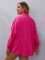 MakeMeChic Women’s Plus Size Casual 2 Piece Outfits Long Sleeve Button Down Blouse and Shorts Set