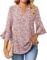 Gaharu Women’s Work Blouses Ruffle 3/4 Sleeve Dressy Top V Neck Casual Chiffon Tunic Blouses Business Shirts