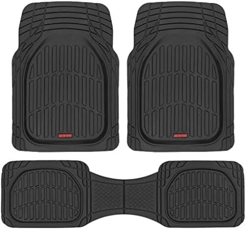 Motor Trend FlexTough Floor Mats for Cars, Black Deep Dish All-Weather Car Mats, Waterproof Trim-To Fit Automotive Floor Mats for Cars Trucks SUV, Universal Floor Liner Car Accessories