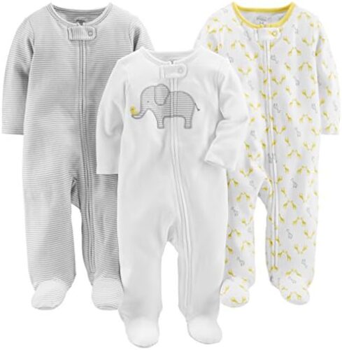 Simple Joys by Carter’s Unisex Babies’ Cotton Footed Sleep and Play, Pack of 3