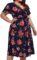 kissmay Plus Size Womens V Neck Floral Cocktail Party Midi Dresses with Pocket