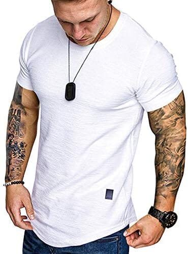 Fashion Mens T Shirt Muscle Gym Workout Athletic Shirt Cotton Tee Shirt Top