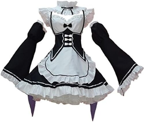 Ainiel Women’s Maid Outfit Dress Anime Maid Costume Cosplay Lolita Fancy Dress Maid Dress With Socks Headwear Sets