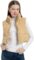 LINKFU Cropped Puffer Vest Women with Pockets Short Corduroy Vest Sleeveless Stand Collar Padded Puffy Outerwear