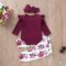 3PCS Infant Toddler Baby Girl Clothes Ruffle Romper Bodysuit Floral Halen Pants Headband Outfits