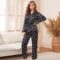 Casual 2PCS Sleepwear Women Rayon Pajamas Set Intimate Silky Shirt&Pants Sleep Suit