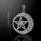 Sterling Silver Celtic Moon and Star Pentacle Pendant with Moonstone on Chain Necklace