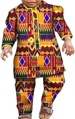 African Kids Dashiki Set Print Shirt Top and Pants Tribal Outfits Tracksuits for Boy Wedding Traditional Cultural Wear
