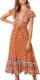 ZESICA Women’s 2023 Bohemian Floral Printed Wrap V Neck Short Sleeve Split Beach Party Maxi Dress