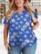 HDLTE Women Plus Size Tops Sexy V Neck Floral Tshirt Casual Short Sleeve Summer Tops