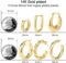 6 Pairs Chunky Gold Hoop Earrings Set for Women 14K Gold Plated Hypoallergenic Thick Open Huggie Hoop Set Jewelry for Gifts