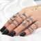 BELICEY 9-15PCS Knuckle Stacking Rings Set for Women Crystal Rhinestone Finger Statement Ring Sets Vintage Joint Knot Mid Rings for Teen Girls Stackable Rings Jewelry Accessories