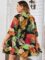 Floerns Women’s Plus Size 2 Piece Outfit Tropical Print Kimono Top and Shorts Set