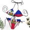 Haitian Flag Women Two Piece Swimsuit Sexy Halter String Triangle Bikini Sets Swimwear